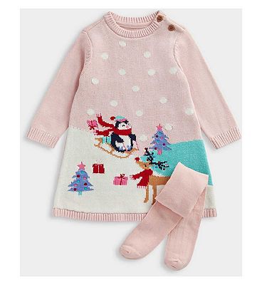 Mothercare Festive Knitted Dress and Tights Set 18 - 24 Months