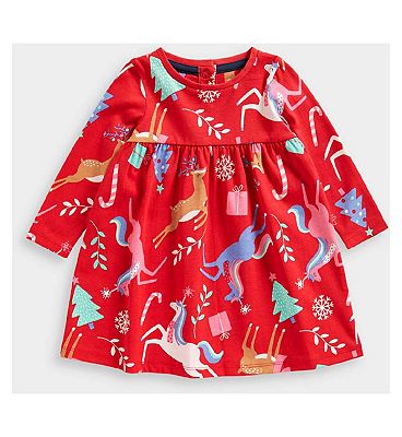 Mothercare Red Festive Jersey Dress 2 - 3 Years