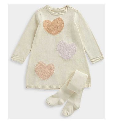 Mothercare Heart Knitted Jumper Dress and Tights Set 4 - 5 Years