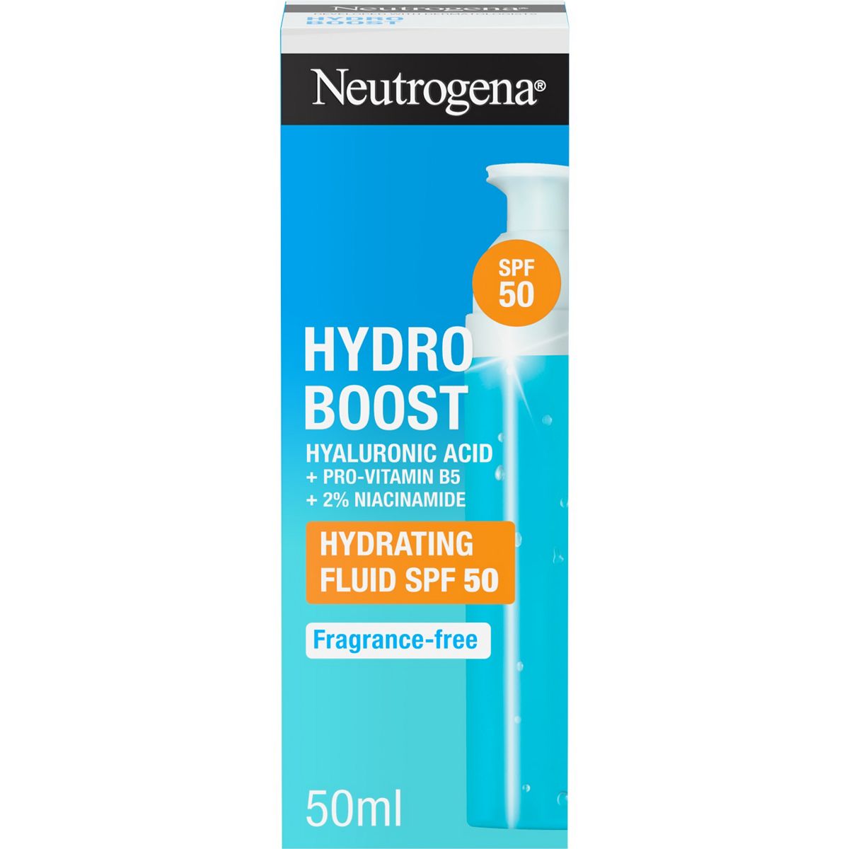 Neutrogena Hydro Boost Hydrating Fluid Spf50 Moisturiser With Hyaluronic Acid & Pro-Vitamin B5 Niacinamide 50ml