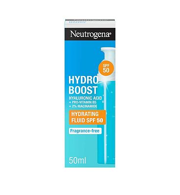 Neutrogena Hydro Boost Hydrating Fluid SPF50 Moisturiser with Hyaluronic Acid & Pro-Vitamin B5 & Nia