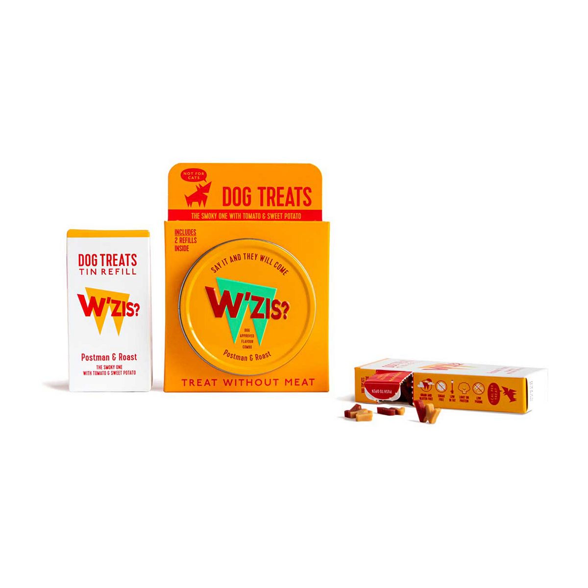 W'zis Plant Based Dog Treat Tin And Refill Gift Pack - Postman & Roast Smoky Flavour 150G