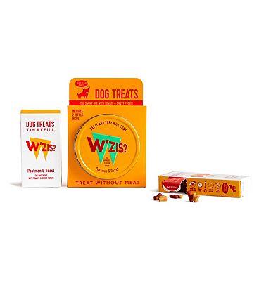 Click to view product details and reviews for Wzis Plant Based Dog Treat Tin And Refill Gift Pack Postman Roast Smoky Flavour 150g.