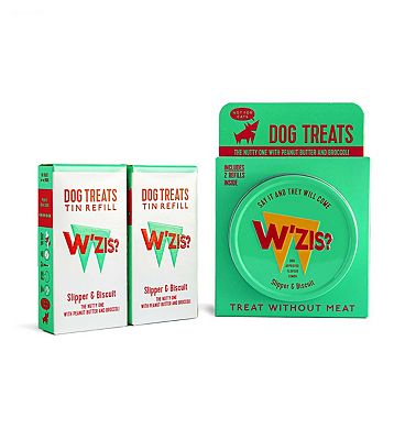 W'ZIS Plant Based Dog Treat Tin & Refill Gift Pack - Slipper & Biscuit Nutty Flavour 150g