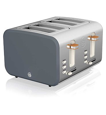 Swan 4 Slice Nordic Style Toaster - Grey