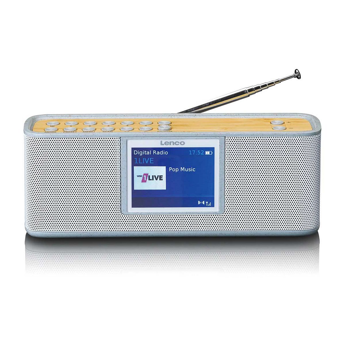 Lenco Pdr-046Gy Fm Dab Bluetooth Speaker With Rechargeable Battery Grey White