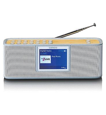 Lenco PDR-046GY FM DAB Bluetooth Speaker With Rechargeable Battery Grey White