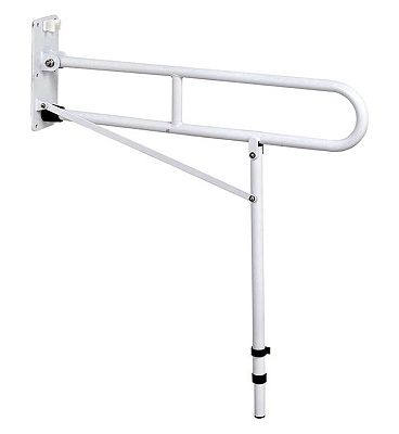 NRS Healthcare Economy Drop Down Toilet Support Rail With Leg White 720mm