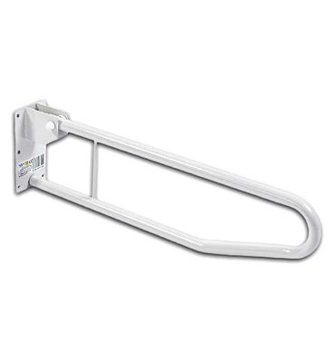 NRS Healthcare Steel Drop Down Toilet Support Rail Wall Mounted White 700mm