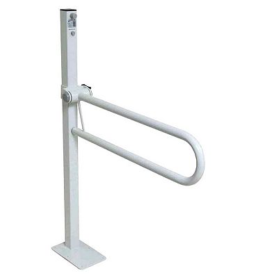 NRS Healthcare Steel Floor Fixed Toilet Support Rail White 550mm