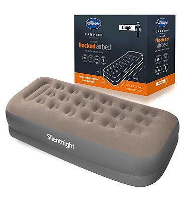 Silentnight Flocked Electric Pump Grey Airbed - Single
