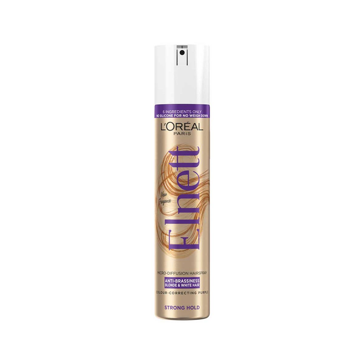 L'Oreal Paris Elnett Hairspray, Anti-Brassiness For Blonde & White Hair - Strong Hold200 ml, 200ml