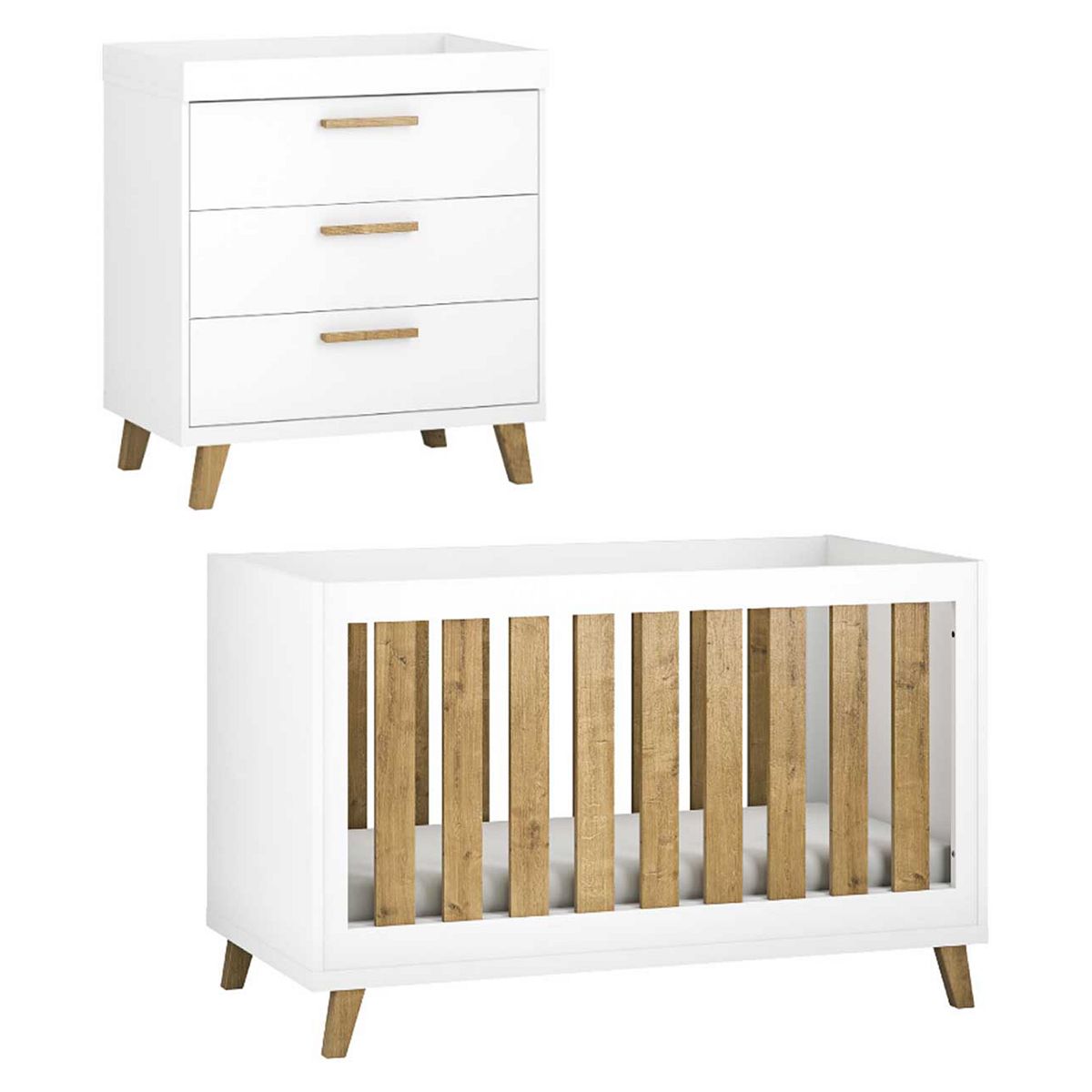 Little Acorns Siriana 2 Piece - Cot Bed & Dresser White Oak