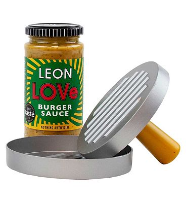 LEON Love Burger Press and sauce gift set