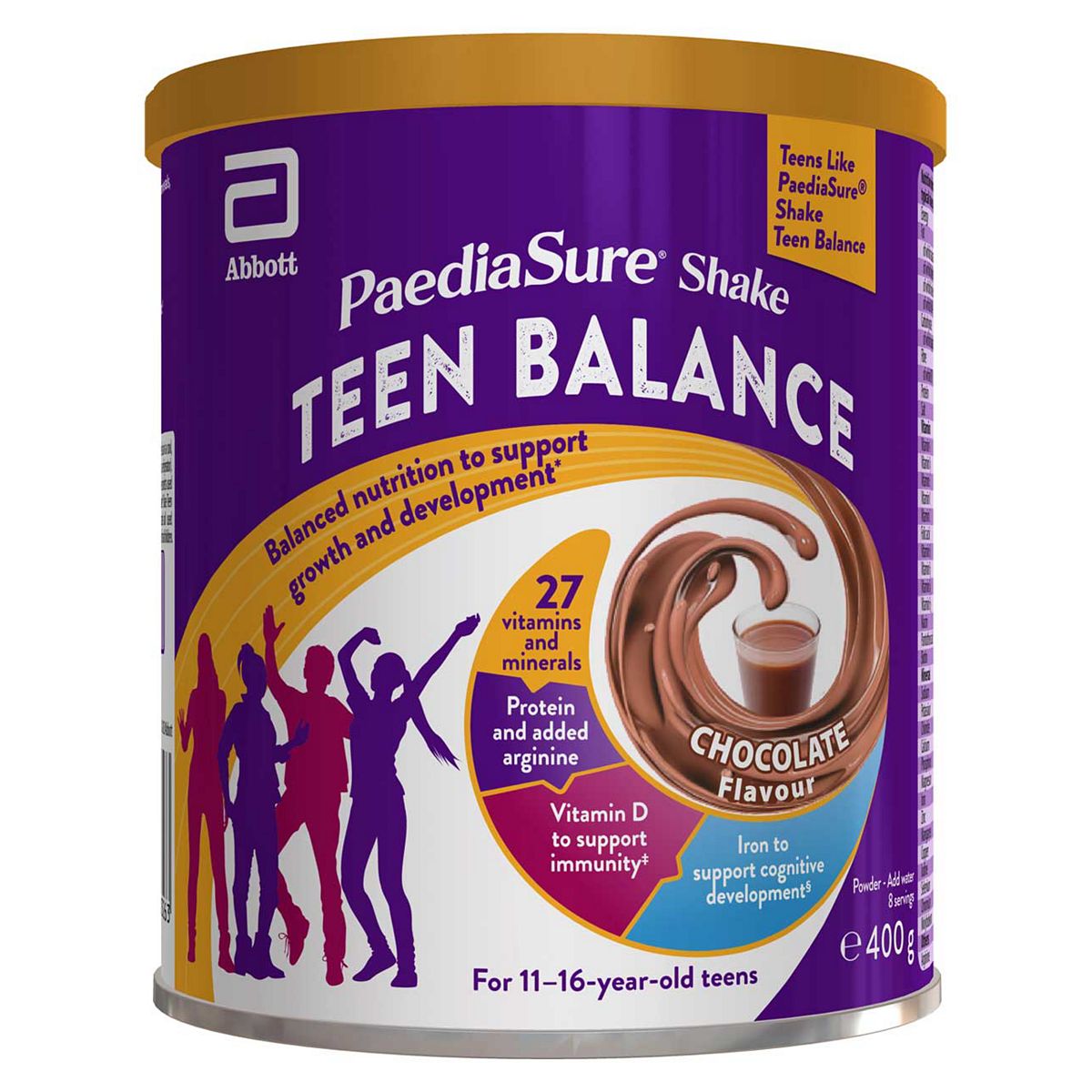 Abbot Nutrition Paediasure Shake Teen Balance Protein Powder Chocolate 400g