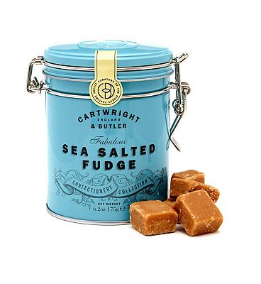 Cartwright & Butler Merry Christmas Tea Time Tin Sea Salted Fudge In Tin