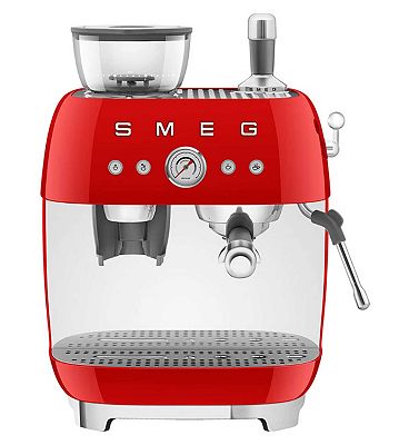 Smeg Espresso Coffee Machine with Grinder - Red