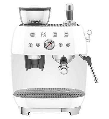 Smeg Espresso Coffee Machine with Grinder - White
