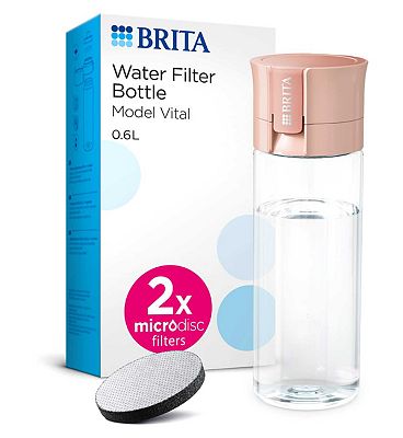 BRITA Water Filter Bottle Vital Apricot (600ml) Inc. 2x Microdisc filters