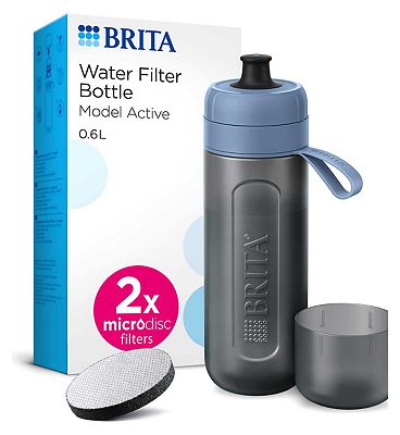 BRITA Sports Water Filter Bottle Model Active Dark Blue (600ml) Inc. 2x Microdisc filters