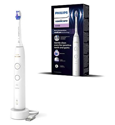 Philips Sonicare Series 6100 Rechargeable Electric Toothbrush, White, HX7400/01