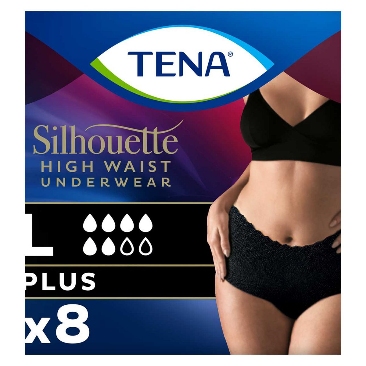 Tena Silhouette Incontinence Pants Plus Large High Waist Black 8S
