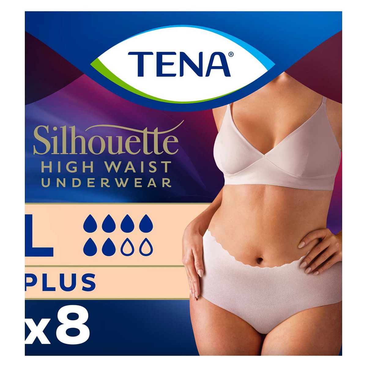 Tena Silhouette Incontinence Pants Plus Large High Waist Cream 8S