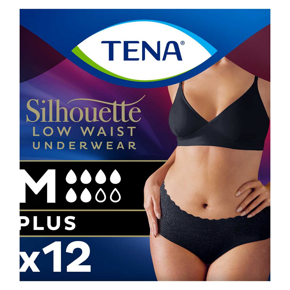 Tena Silhouette Incontinence Pants Plus Medium Low Waist Black 12S