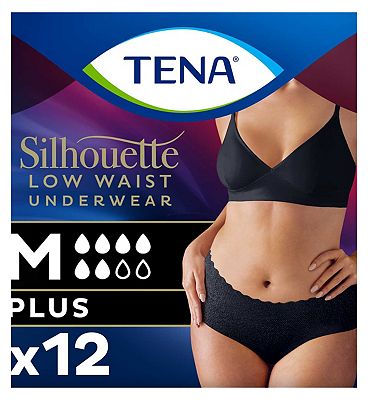 Tena sil pnts plus med low waist blk12s