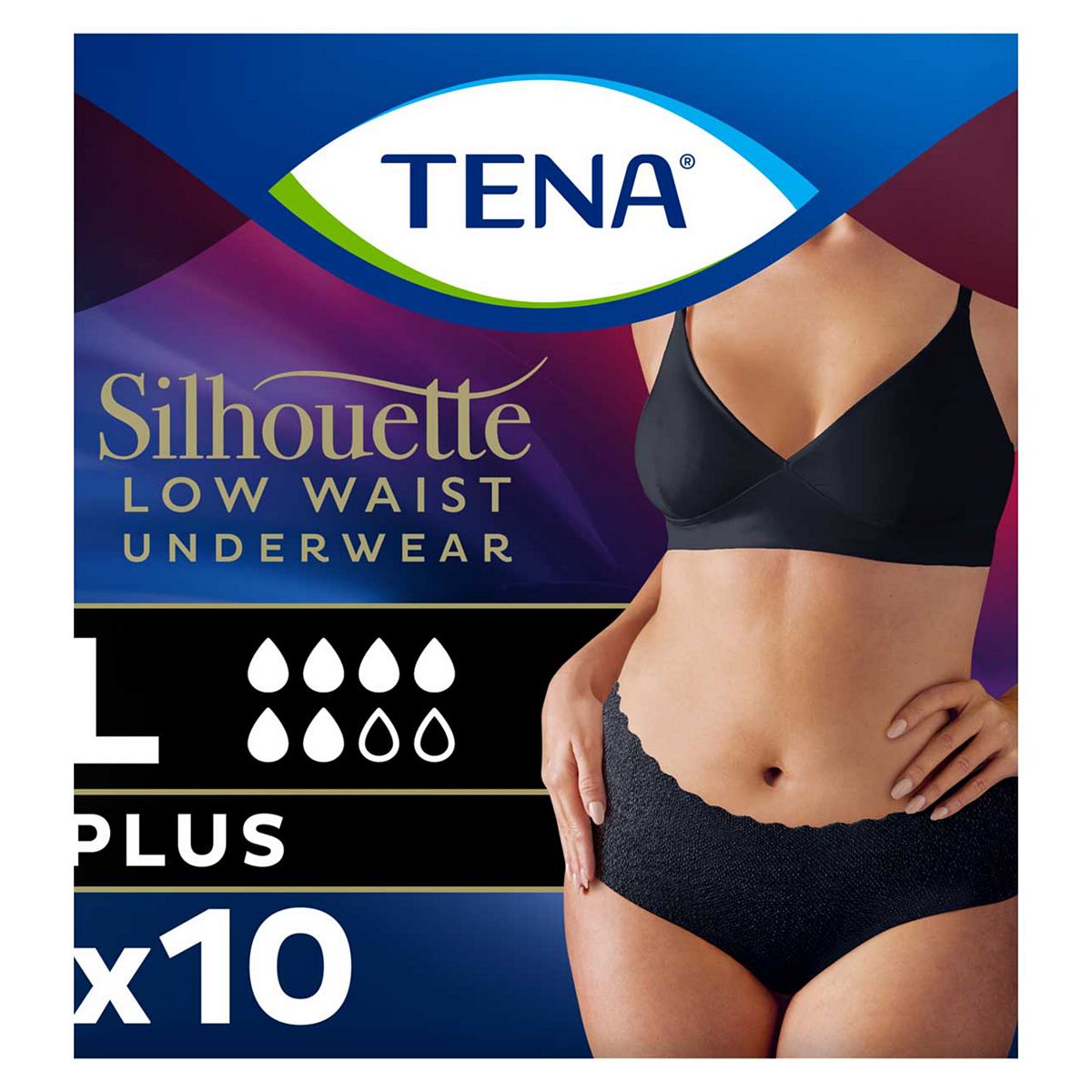 Tena Silhouette Incontinence Pants Plus Large Low Waist Black 10S