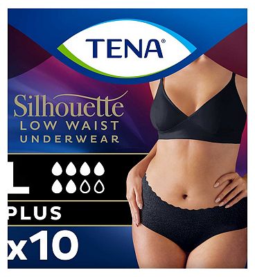 TENA Silhouette Incontinence Pants Plus Large Low Waist Black 10s