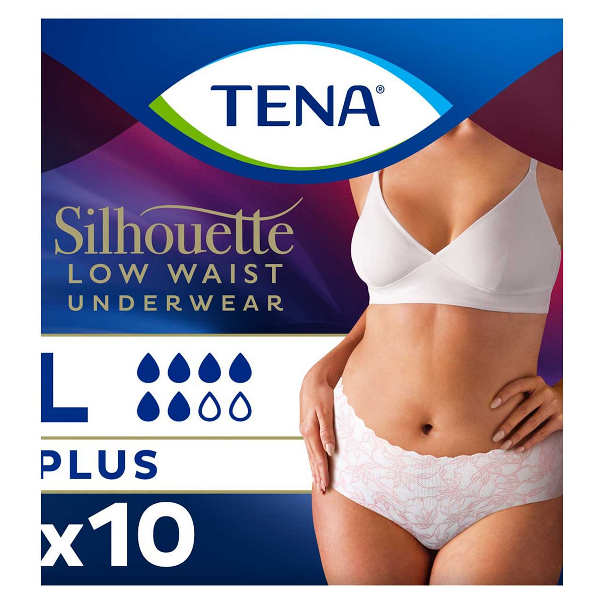 Tena Silhouette Incontinence Pants Plus Large Low Waist White 10S