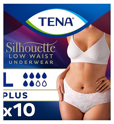 TENA Silhouette Incontinence  Pants Plus Large Low Waist White 10s