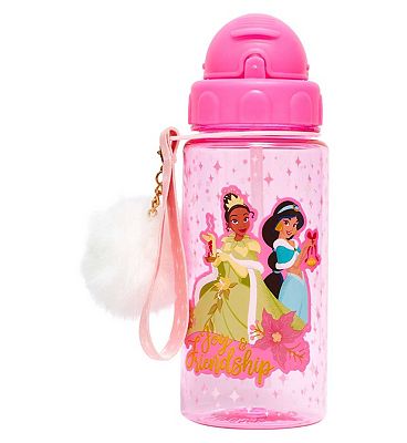 Princess Drinks Bottle with Printed Strap and PomPom Charm