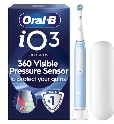 Oral-B iO3 Ice Blue Electric Toothbrush + Travel Case - Boots
