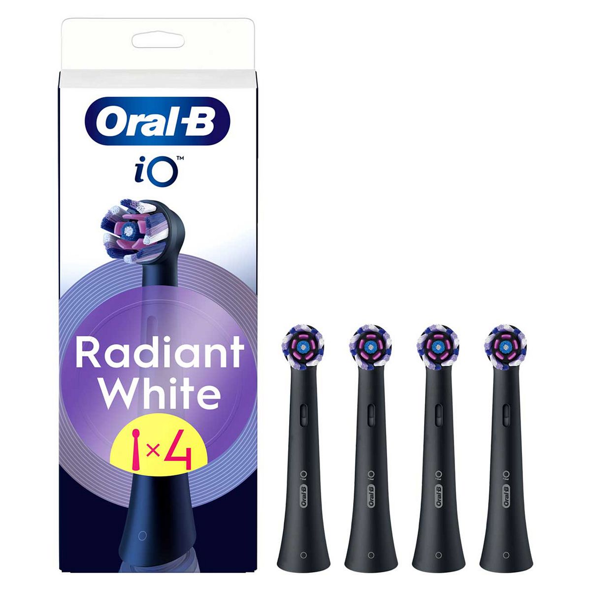 Oral B Oral-B Io Radiant White Black Toothbrush Heads - X4 Pack