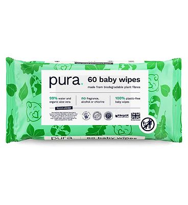 Pura Plastic Free Baby Wipes 60pk