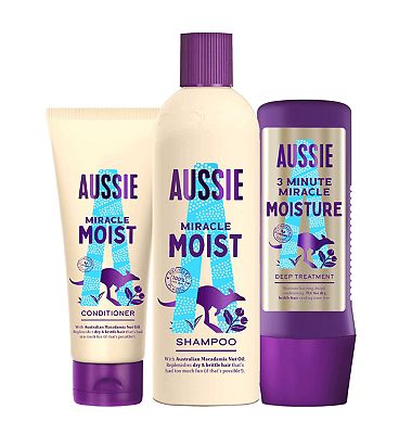 Aussie Miracle Moist Bundle, Shampoo, Hair Conditioner & Deep Hair Treatment