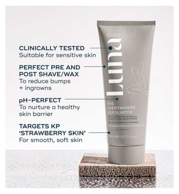 Luna Daily The Everywhere Exfoliator with AHAs for Keratosis Pilaris, Ingrowns & Smoother Skin 180ml (38)