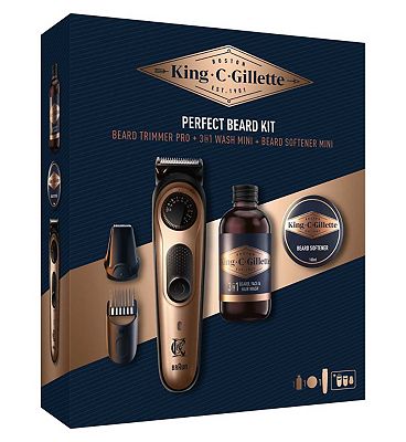 King C Gillette Beard Trimmer Pro Giftset with Beard Wash & Beard Softener