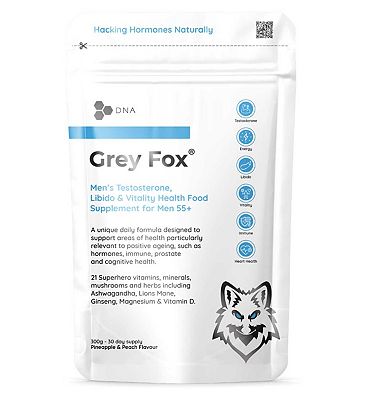 Grey Fox Mens Testosterone, Libido and Vitality Health Food Supplement (Vegan)  For Men 55+- 30 Dail