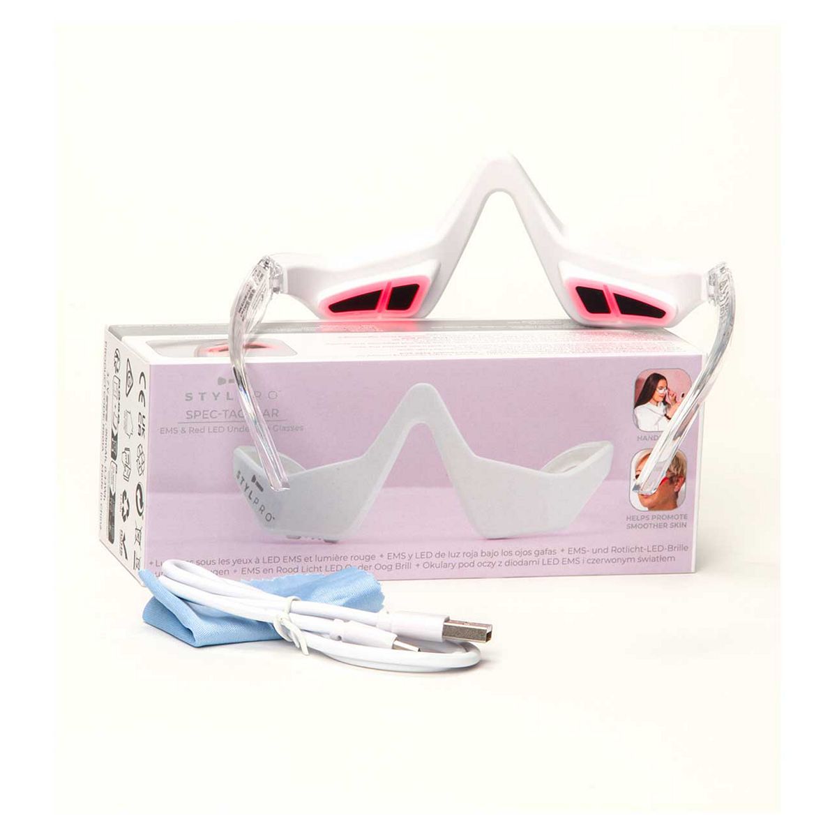Stylideas White Spec-Tacular Ems & Red Led Under Eye Glasses In - Image 7