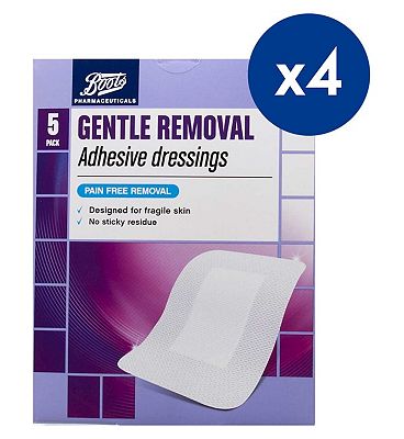 Boots Pharmaceuticals Gentle Removal Adhesive Dressings - 5 pack of 8.3cm x 6x Bundle