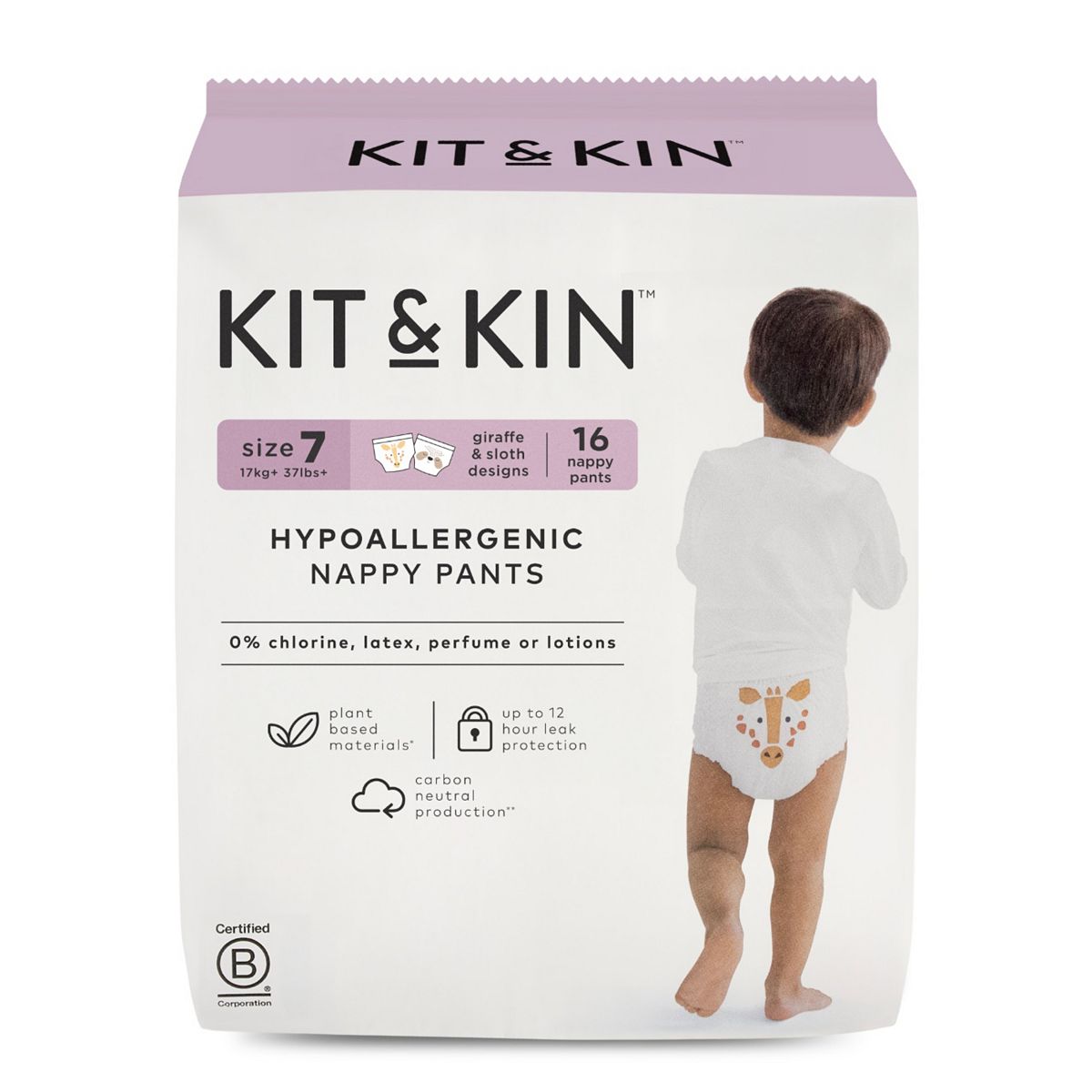 Kit & Kin Size 7 Hypoallergenic Nappy Pants 16 Pack