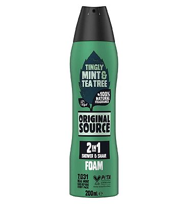 Original Source Mint and Tea Tree 2 in 1 Shower and Shave Foam 200ml