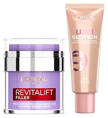 L'Oreal Paris Glotion Light Glow and Revitalift Hyaluronic Acid Water Cream Duo