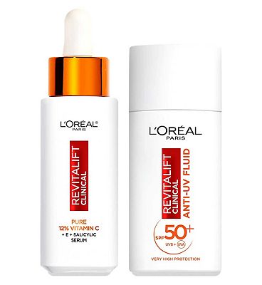 L'Oreal Paris Revitalift Vitamin C Serum 30ml and UV Fluid SPF 50+ 50ml Brightening Duo