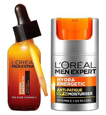 L'Oreal Paris Men Expert Hydra Energetic Vitamin C Serum + Hydra Energetic Moisturiser SPF15 bundle