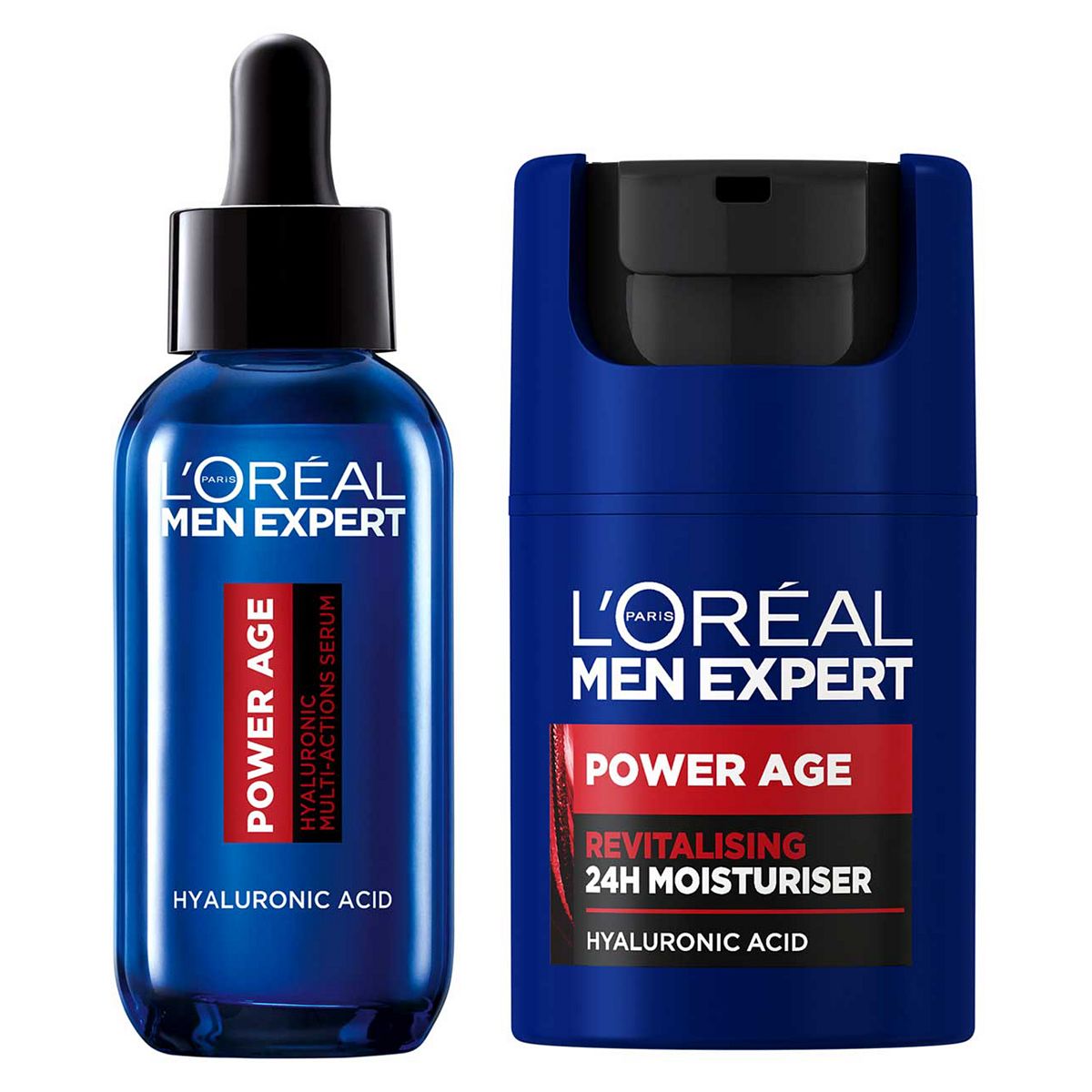 L'Oreal Men Expert L'oreal Paris Men Expert Powerage Serum 30Ml & Hyaluronic Acid Revitalising Moisturiser 50Ml Bundle