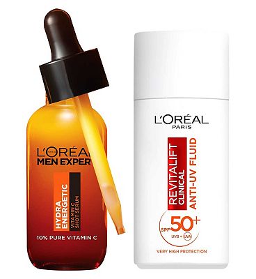 L'Oreal Men Expert Vitamin C Serum 30ml & L'Oral Paris UV Fluid SPF 50 50ml Duo